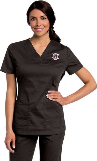 Women's Y-Neck Scrub Top Black L: Florida Gateway College