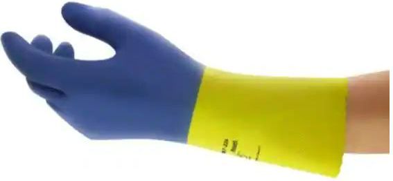 Ansell AlphaTec 87-224 Bi-Color Natural Rubber/Neoprene Gloves, Flocked Lining, 1 pair, Size 10