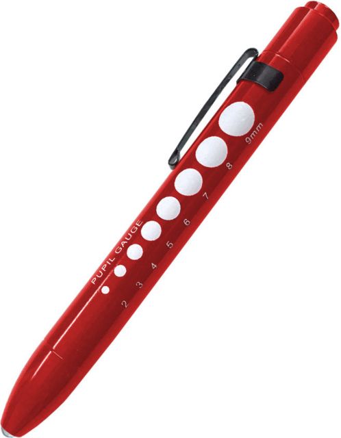 SOFT LED PUPIL GAUGE PENLIGHT IN POLY BAG-RED-BATTERY REPLACEABLE