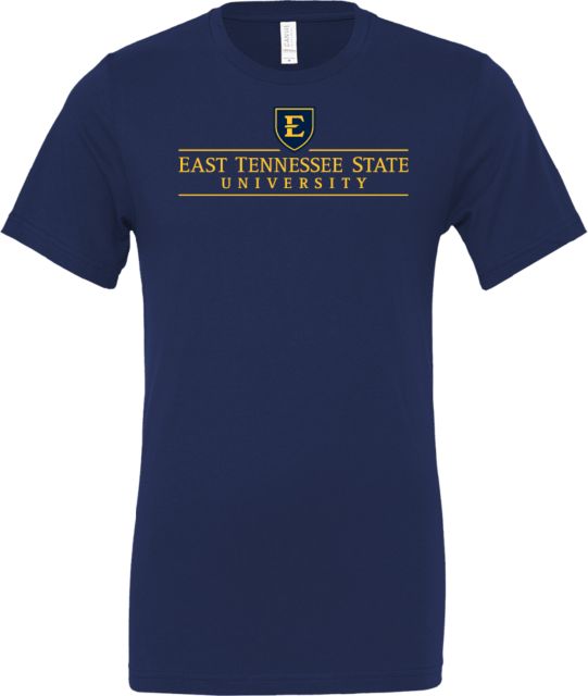 ETSU Bella + Canvas Jersey Cotton T Shirt ETSU Shield East Tennessee State University Stacked - ONLINE ONLY