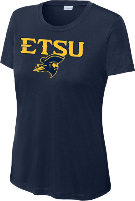ETSU Womens Performance Tee ETSU Mascot Head Stacked - ONLINE ONLY
