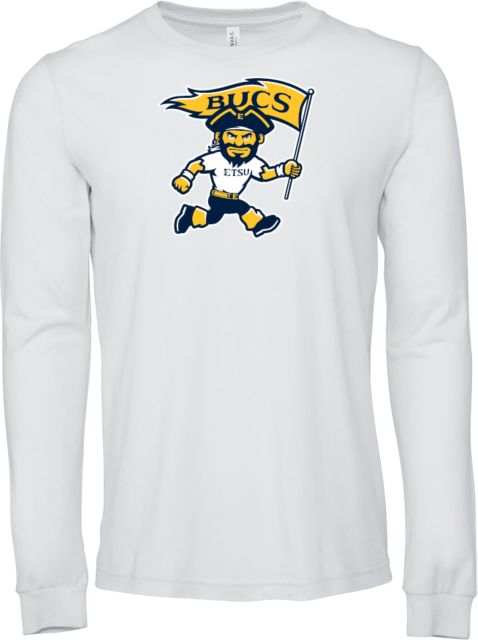 ETSU Bella + Canvas Jersey Cotton Long Sleeve T Shirt ETSU Running Bucky Flag - ONLINE ONLY