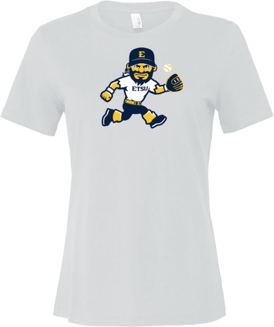 ETSU Bella + Canvas Womens Relaxed Cotton T Shirt ETSU Running Bucky Baseball - ONLINE ONLY