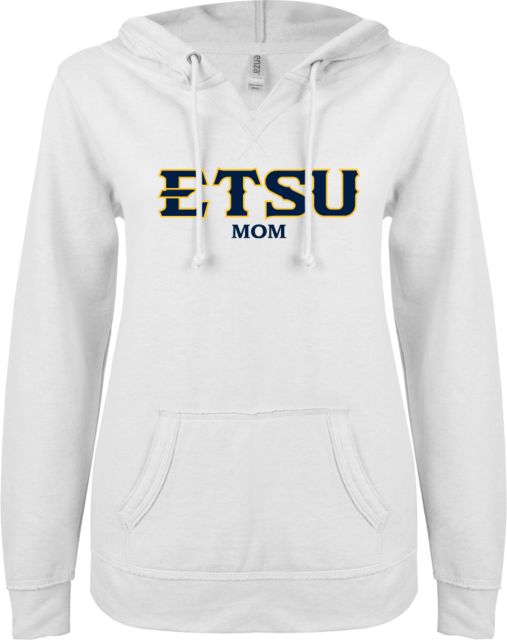 ETSU ENZA Womens V Notch Raw Edge Fleece Hoodie ETSU Mom - ONLINE ONLY