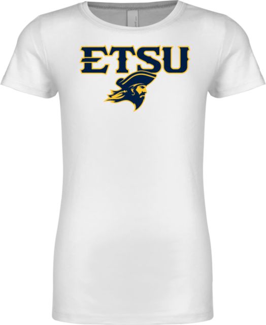 ETSU Next Level Girls Fashion Fit T Shirt ETSU Mascot Head Stacked - ONLINE ONLY