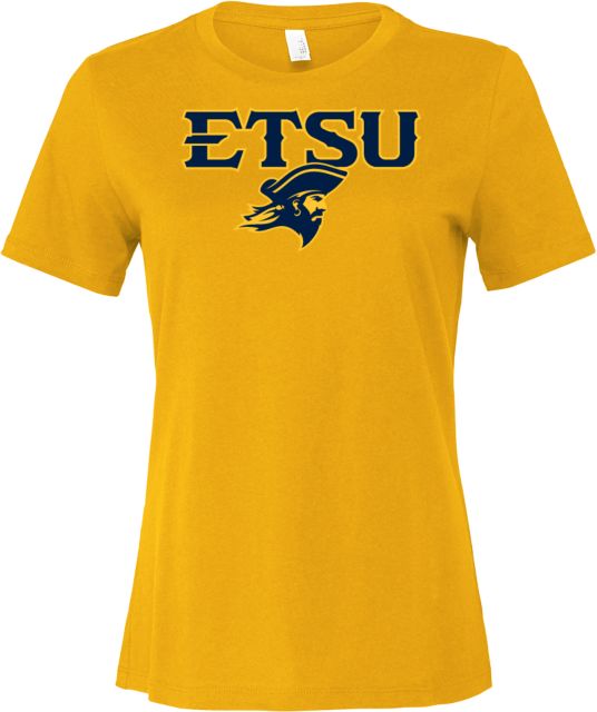 ETSU Bella + Canvas Womens Relaxed Cotton T Shirt ETSU Mascot Head Stacked - ONLINE ONLY