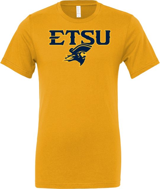 ETSU Bella + Canvas Jersey Cotton T Shirt ETSU Mascot Head Stacked - ONLINE ONLY
