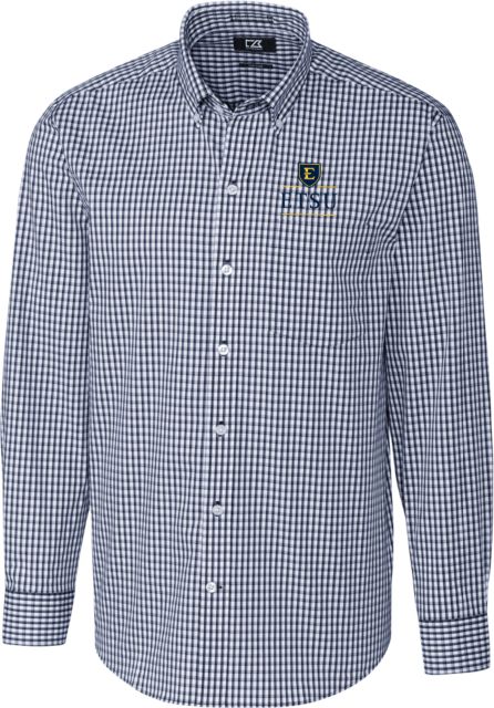 ETSU Cutter & Buck Gingham Long Sleeve Button Down ETSU Shield - ONLINE ONLY