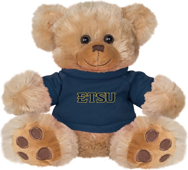 ETSU Plush Big Paw 8 1/2 inch Bear w/Navy Shirt ETSU Athletic Mark Wordmark - ONLINE ONLY