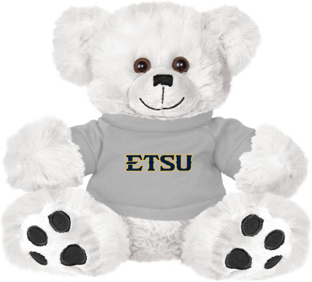 ETSU Plush Big Paw 8 1/2 inch Bear w/Grey Shirt ETSU Athletic Mark Wordmark - ONLINE ONLY