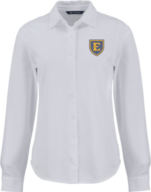East Tennessee State University Buccaneers Women's Pique Long Sleeve Button Up Shirt