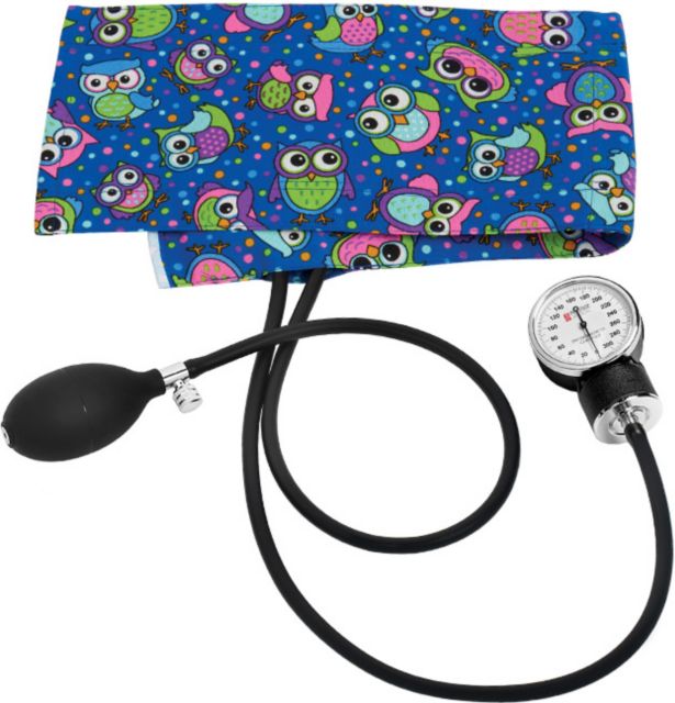 PREMIUM ADULT ANEROID SPHYGMOMANOMTER IN CLAMSHELL-PARTY OWLS ROYAL