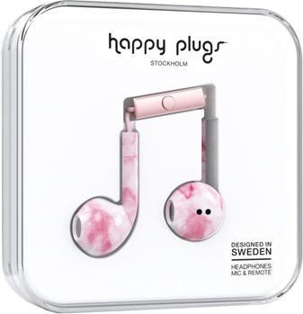 Happy Plugs Earbuds Plus with Mic Pink Marble ONLINE ONLY