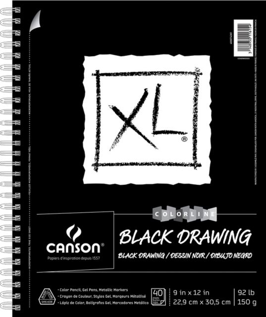 XL DRAWING PAD BLACK 9X12 40 SHEETS