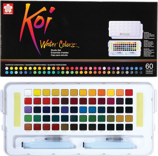 Koi Watercolor Studio Sketchbox 60 Color Set With 2 Brushes