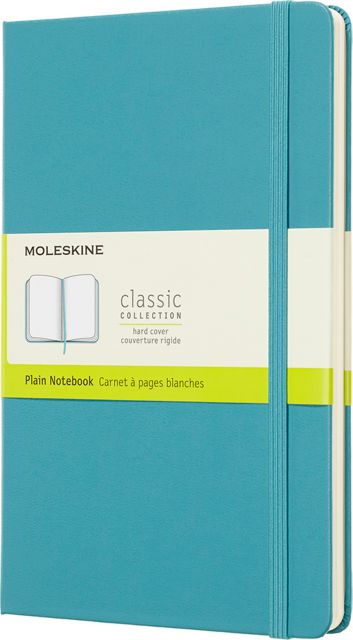 Moleskine Classic Journal Large, Plain, Reef Blue, Hardcover