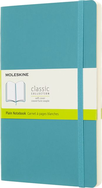 Moleskine Classic Journal Large, Plain, Reef Blue, Soft