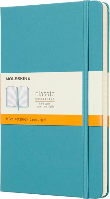 Moleskine Classic Journal Large, Ruled, Reef Blue, Hardcover