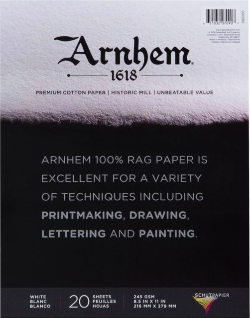 ARNHEM PRINTMAKING PAPER PAD 8.5X11 WHITE 20 SHEETS
