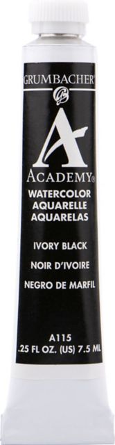 ACADEMY WATERCOLOR IVORY BLACK 7.5ML