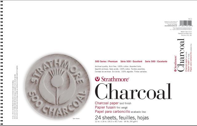 CHARCOAL 500 12X18 SPIRAL BOUND WHITE 24 SHEETS