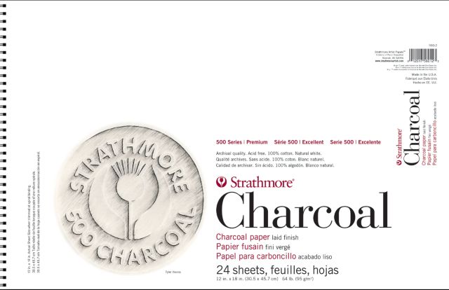 Charcoal 500 12X18 Spiral Bound White 24 Sheets