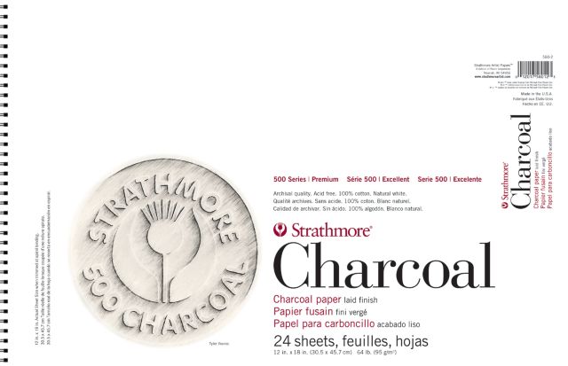 Charcoal 500 12X18 Spiral Bound White 24 Sheets