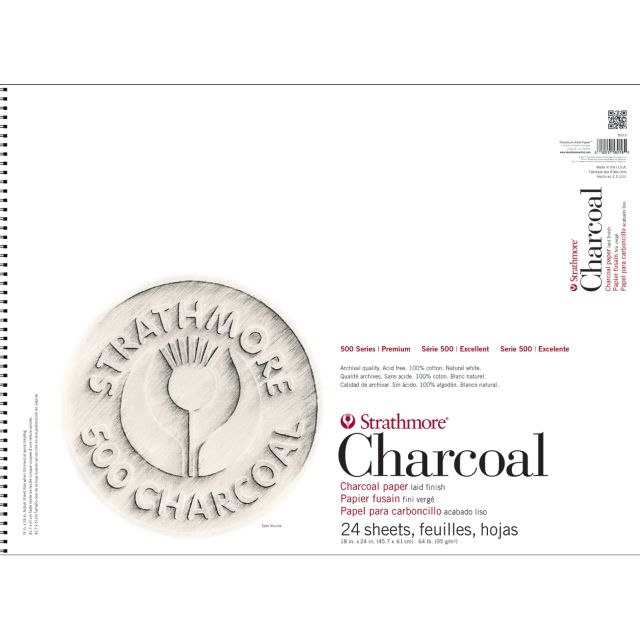 Strathmore Charcoal 500 Series 18 x 24 Spiral Bound White 24 Sheets