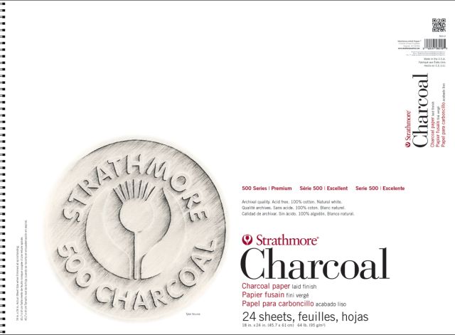 Strathmore Charcoal 500 Series 18 x 24 Spiral Bound White 24 Sheets