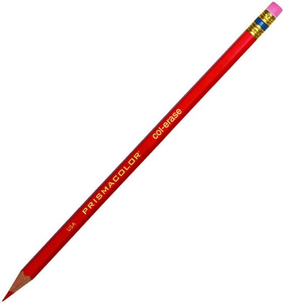 COL-ERASE PENCIL CARM RED