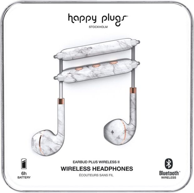 Happy Plugs Wireless II BT- White Marble - ONLINE ONLY