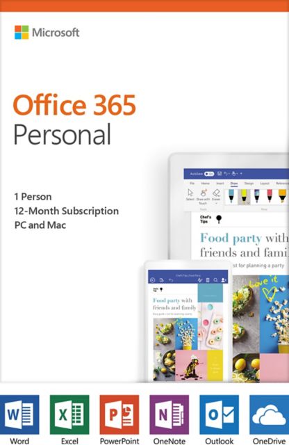 Microsoft Office 365 Personal Mac/Win - Subscription 1 License - Medialess 1 Year - ONLINE ONLY