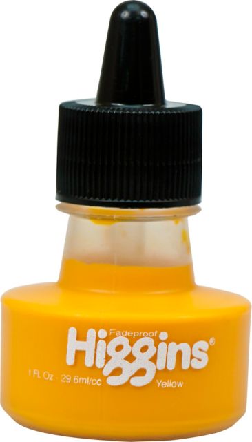 HIGGINS PIGMENTED WATERPROOF INK YELLOW 1 OZ