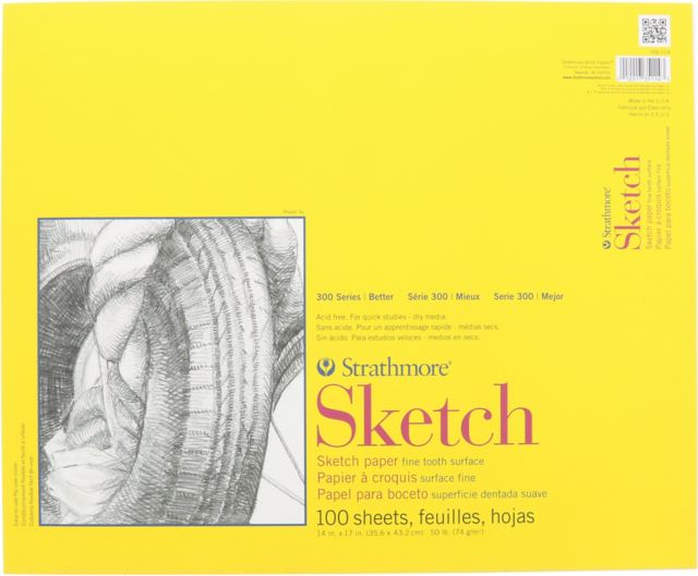 Strathmore Drawing Paper Pad, 300 Series, 25 Sheets, 11 inch x 14 inch, Spiral Bound