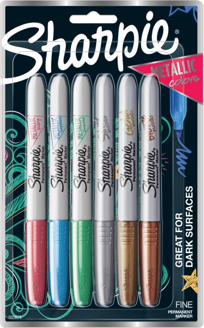 SHARPIE METALLIC MARKER 6-PACK GOLD, SILVER, BRONZE, RED, GREEN, BLUE