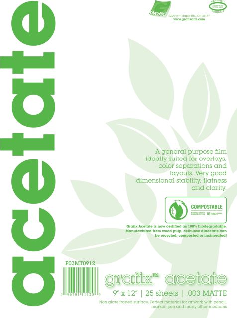 ACETATE PAD MATTE .003 9X12 25 SHEETS