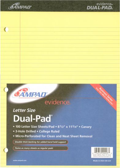 LEGALPAD 100SH DUAL/CANARY