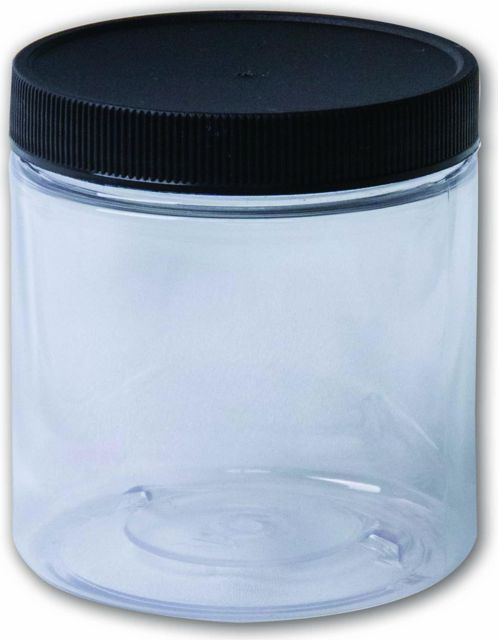 CLEAR PLASTIC JAR 8OZ WITH LID
