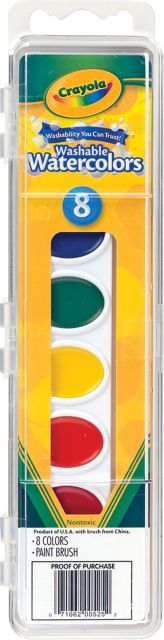 WASHABLE WATERCOLOR PAN SET 8 COLOR