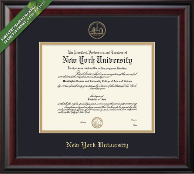 Framing Success 11.25 x 14.25 Diploma with Black and Gold double mat and gold embossed seal - ONLINE ONLY