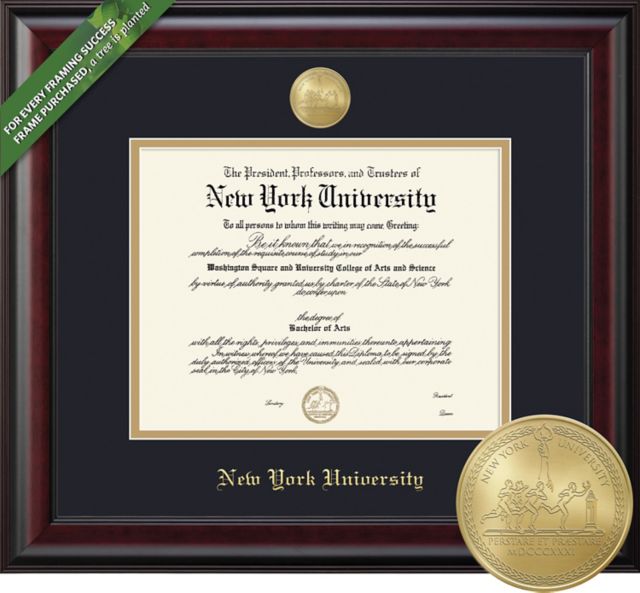 Framing Success 11.25 x 14.25 Diploma with Black and Gold double mat and gold embossed seal - ONLINE ONLY