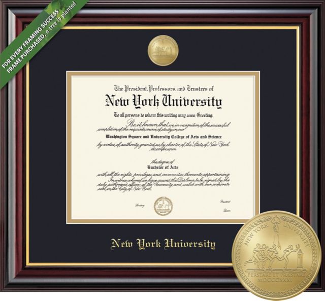 Framing Success 11.25 x 14.25 Diploma with Black and Gold double mat and gold-minted medallion - ONLINE ONLY