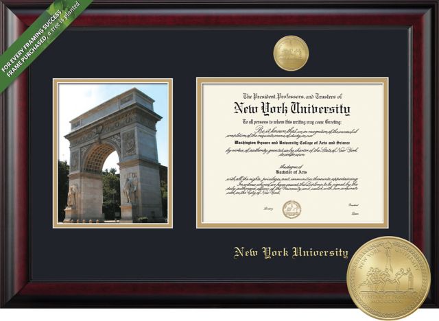 Framing Success 11.25 x 14.25 Diploma and Photo with Black and Gold double mat and gold-minted medallion - ONLINE ONLY