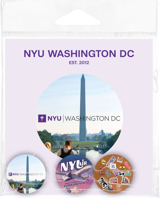 New York University Washington, DC Global Buttons 3 Pack