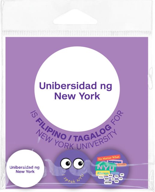 New York University Filipina-Tgalng Language Buttons 3 Pack