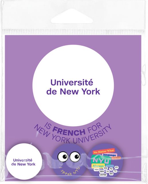 New York University French Language Buttons 3 Pack