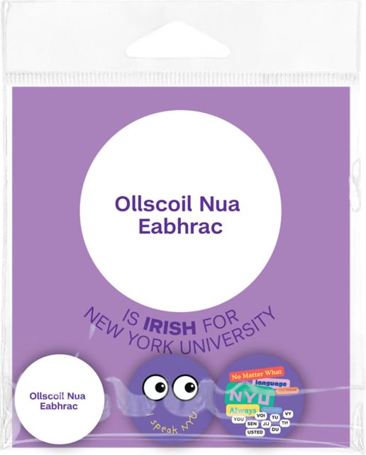 New York University Irish Language Buttons 3 Pack