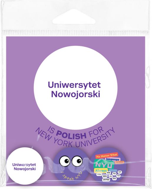 New York University Polish Language Buttons 3 Pack
