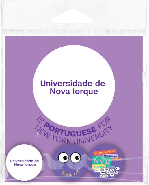 New York University Portuguese Language Buttons 3 Pack
