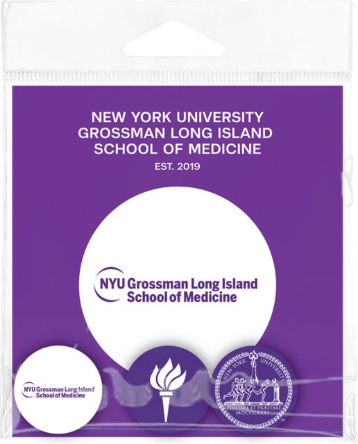 NYU Grossman Long Island School of Medicine 3 Pack Buttons